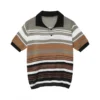 Streetwear Mens Vintage Polo Shirts Short Sleeve Loose Button Lapel Knitted Polos For Men Fashion Striped Knitting Pullover Tee - Image 6