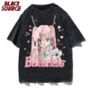 Hip Hop Men Streetwear T Shirt Anime Girl Letter Print T-Shirt 2022 Autumn Long Sleeve Tshirt Harajuku Cotton Casual Tops Tees - Image 2