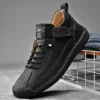 Hand-stitched Leather Shoes for Men Outdoor Light and Non-slip Walking Hiking Shoes Men Big Size 47 48 Slip-On Driving Loafers - Image 3