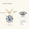 6.5mm 1.0 carat D Moissanite Solitaire Drop Necklaces 18k Gold Plated Pendant Original Real 925 Silver Chain Jewelry for Women - Image 6