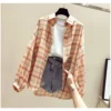 Spring Summer Fashion Female Vintage Long Sleeve Loose Plaid Blouse Tops Women Chiffon Casual Shirts Sun Protection Shirts - Image 4