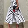 VONDA Summer Party Dress Women 2023 Bohemian Point Dot Printed Dress Elegant Sexy Sleeveless Pleated Casual Beach Vestidos