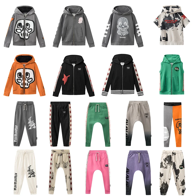 2024 New Spring Autumn Boy Girls Clothes Kids Printing Hoodie Boys Tie Dyed Pants Set Children COTTON Set Kids Clothes