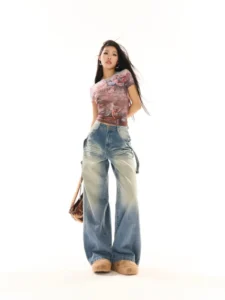 Baggy Jeans Women Clothing High Street Fashion Retro Washed Distressed Jeans Woman Loose Wide Legs High Waisted Jeans Pants - Image 4