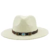 Large Size Panama Hats Lady Beach Parent-child Wide Brim Straw Hat Man Summer Sun Cap Plus Size Fedora Hat 54cm 56-58cm 59-61cm - Image 2