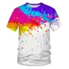 Drop shipping Paint Stain Rainbow Paint Splatter Print T-shirt 2023 Summer Men Women Hipster 3D T shirt Street Harajuku Tees - Image 3