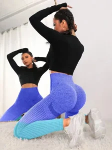 Women's Sexy Yoga Leggings Gradient Seamless Sports Pants Fitness Clothing Work Out Leggins Booty Push Up Gym Tights Pantalones - Image 3