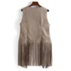 Women Faux Suede Ethnic Sleeveless Jacket Long Fringe Tassels 70s Hippie Open Front Cardigan Vintage Waistcoat Vest Top - Image 5