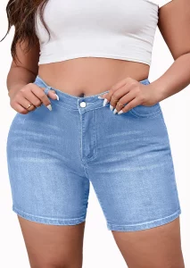 SHOWMALL Plus Size Denim Shorts for Women High Waisted Folded Hem Ripped Jean Shorts (12W-26W) - Image 5