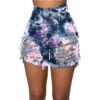 CM.YAYA Women Tie Dye Print High Waist Hollow Out Sexy Jeans Shorts Fashion Streetwear Hole Denim Shorts Trouers Pants - Image 6