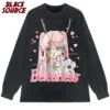 Hip Hop Men Streetwear T Shirt Anime Girl Letter Print T-Shirt 2022 Autumn Long Sleeve Tshirt Harajuku Cotton Casual Tops Tees - Image 3