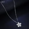 Luxury Platinum Pendants 0.5 Ct Moissanite Diamond Necklace for Women Camellia New Collarbone Chain Pt950 Wedding Jewelry Gift - Image 2