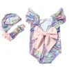 Mermaid Backless Big Bow Swimwear For Girls Summer Swimsuit Adjustable Straps Kids Bikini Backless Ruffle Sleeve Beach Swimming - Image 5