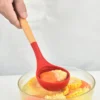 Nonstick Silicone Ladle Soup Spoon With Wooden Handle Heat Resistant Porridge Spoon Rice Ladle Soup Cooking Mixing Serving Spoon - Image 2