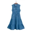 Girls New Summer Denim Dress Teenagers Pure Cotton Vest Skirt Children Fashi Sleeveless Clothes 6 8 10 12 14 16 Year - Image 4