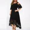 Robes For Women Short Size Formal Lace Sleeve Dress Women Plus Neck Lace Dress Casual Black Dresses Bandage Dress For Women 2023 - Image 5