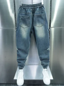 Gradient blue harem jeans street striped trousers high quality luxury brand men's pants - Image 5