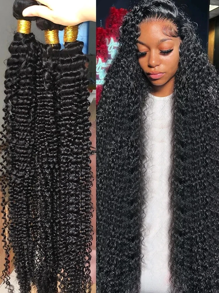 Luvin 30 40 42 44 Inch Loose Deep Wave Bundles Human Hair 100% Brazilian Remy Hair Curly Water Wave 3 4 Bundles deal Wholesale