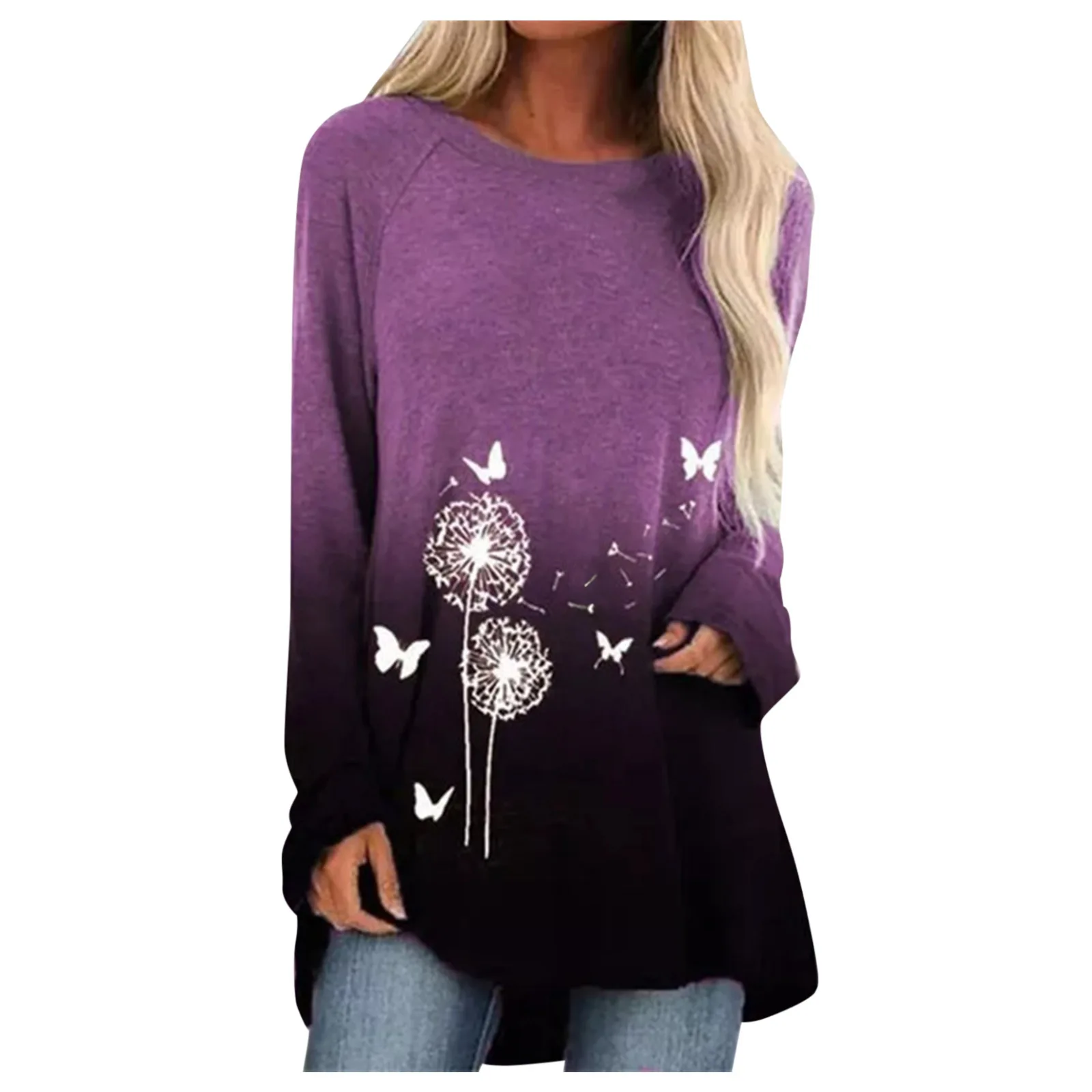 Butterfly Cat 3D Print Loose T-Shirt Women Streetwear Harajuku Tops O-Neck Long Sleeve Oversized Shirt Girls Harajuku Pullovers