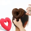 1 PC Cute Heart Shape Tiaras Hair Styling Tool Women Girls Sponge Bract Head Meatball Hair Bun Maker Ring Donut Free Shipping - Image 2