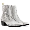 Men Chelsea Ankle Boots Genuine Horse Leather Horse Hair Boot with Side Zipper Heel Boots designer footwear Fashion Color Silver - Image 4