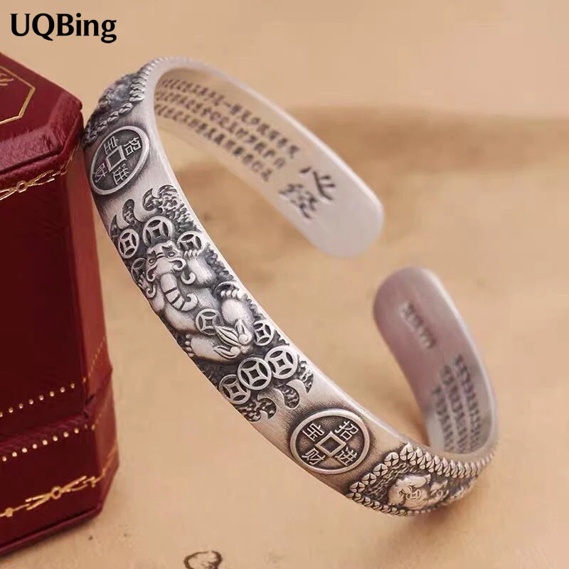 Personality Trendy Silver Color Vintage Elephant 925 Stamp Bangle & Bracelets For Women Female Gifts