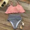 CUPSHE Pink and Stripe High Waisted Bikini Sets Sexy Tank Top Swimsuit Two Pieces Swimwear Women 2023 New Beach Bathing Suits - Image 4