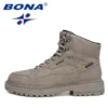 BONA 2022 New Designers Action Leather Boots Winter Super Warm Snow Boots Men Work Casual Shoes Man Plush High Top Sneakers Soft - Image 4