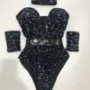 Sequins Bodysuit Bar Jazz Pole Dancing Costume For Female Rave Outfits Nightclub Dj Singer Dancer Stage Show Dancewear VDB3769