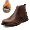 Brand Chelsea Ankle Boots Casual Outdoor Oxford Men Shoes Designer Genuine Leather Men's Wing Tip Business Dress Short Boots - Image 8