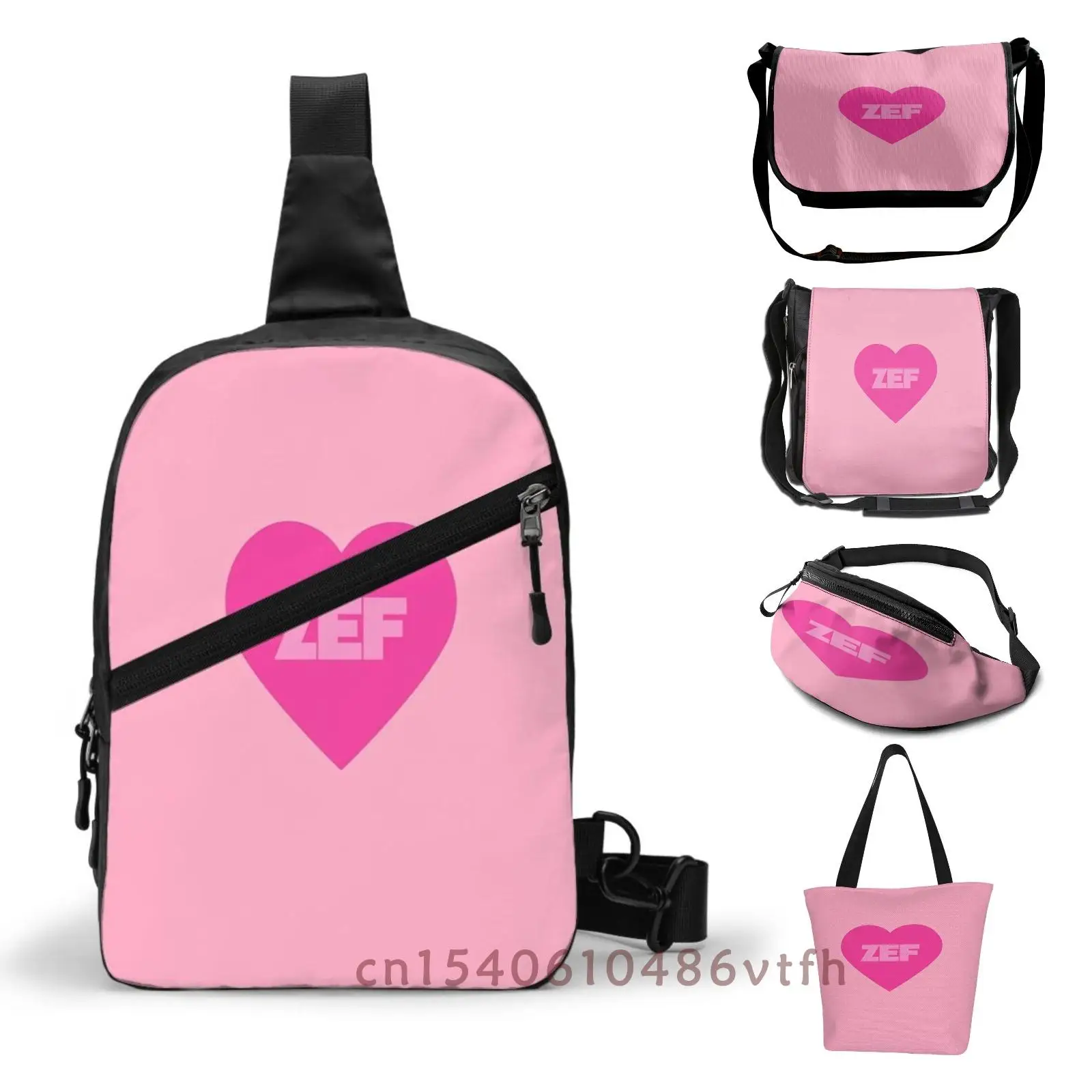 Functional Men Chest Bag Zef Heart Design Streetwear Bag Waist Pack Women Black Belt Bag Hip Purse Shoulder Crossbody Bag