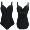 Push Up Swimsuit One Piece Women Plus Size Swimwear Under wired Solid Black Large Big Swimming Suits Beachwear Bathing Suits - Image 3