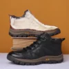 YWEEN Men Leather Boots Wool Fur Thick Composite Sole Winter Shoes Men Cowhide Leather Designer Outdoors Ankle Boots For Man - Image 4
