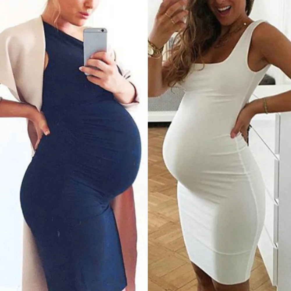 New Fashion Womens Pregnants Maternity Dresses O-Neck Sleeveless Nursing Mother Dress Solid Vest Dress Ropa Premama Embarazadas