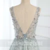 YQLNNE New Arrival Sexy Mint Long Prom Dresses V Neck Tulle Sequined Beaded Backless Formal Party Gowns - Image 6