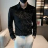 Camisas De Hombre Big Size Korean Luxury Clothing Velvet Shirts For Men High Quality Slim Fit Casual Long Sleeve Men's Shirt Hot - Image 4