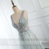 YQLNNE New Arrival Sexy Mint Long Prom Dresses V Neck Tulle Sequined Beaded Backless Formal Party Gowns - Image 5