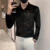 Camisas De Hombre Big Size Korean Luxury Clothing Velvet Shirts For Men High Quality Slim Fit Casual Long Sleeve Men's Shirt Hot - Image 3