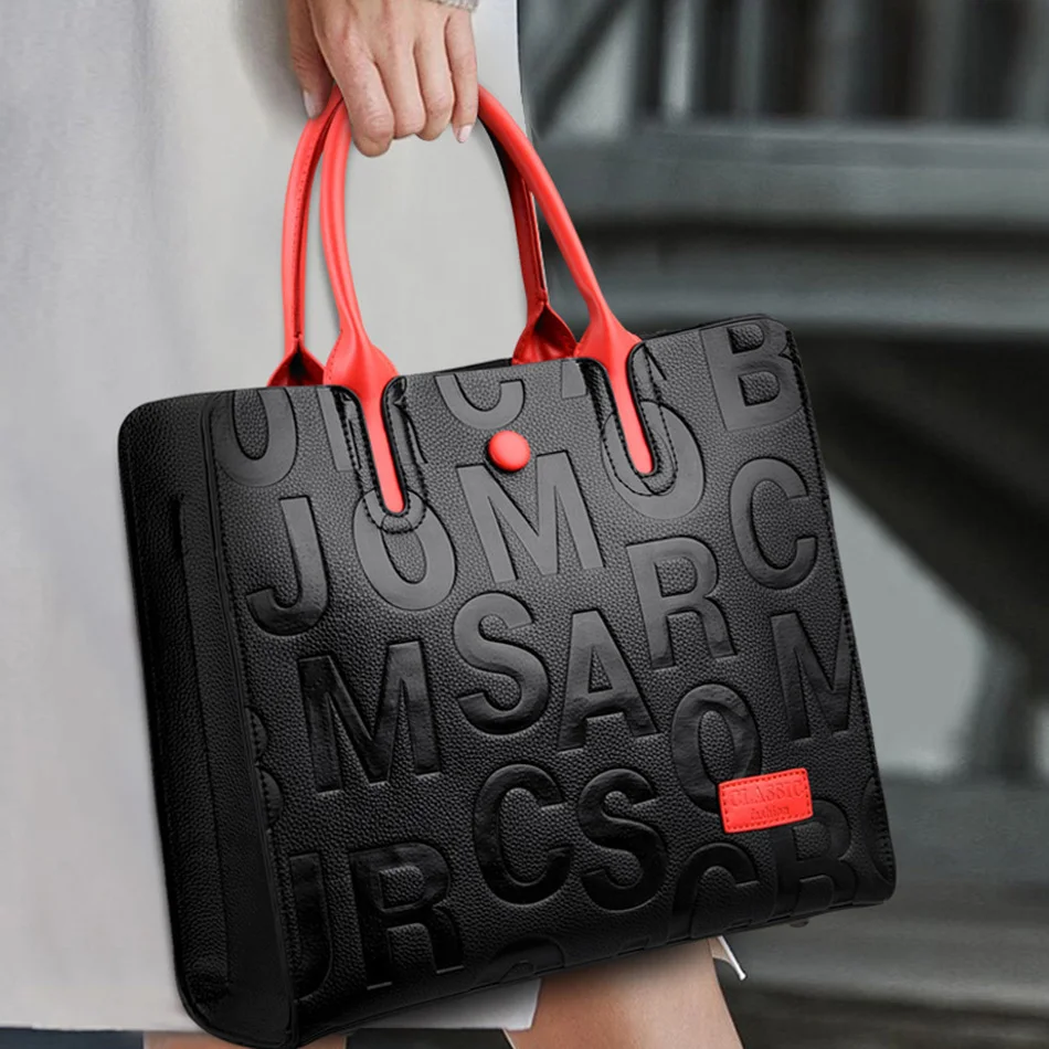 Large Capacity Vintage Ladies Tote Bag Letter Leather Woman Handbag Designer Bags For Women 2021 New Luxury Brand Shoulder Bags