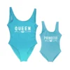 Mother and Daughter Children Queen&Princess Letter Print One Piece Swimsuit Mommy&Babe Swimwear Mom Kid Bathing Suits Bikini - Image 6