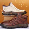 YWEEN Men Leather Boots Wool Fur Thick Composite Sole Winter Shoes Men Cowhide Leather Designer Outdoors Ankle Boots For Man - Image 5