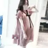 Chiffon Maternity Dress Vestidos Summer Casual Pregnant Women Pleated V-Neck Short Sleeve Dress Pregnancy Clothing Plus Size