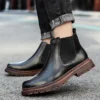 Brand Chelsea Ankle Boots Casual Outdoor Oxford Men Shoes Designer Genuine Leather Men's Wing Tip Business Dress Short Boots - Image 5