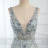 YQLNNE New Arrival Sexy Mint Long Prom Dresses V Neck Tulle Sequined Beaded Backless Formal Party Gowns - Image 4