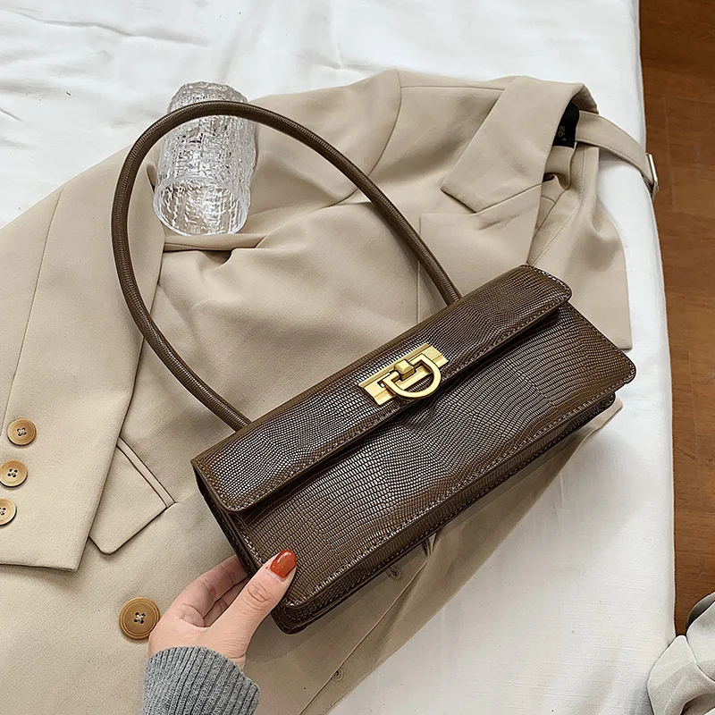 Crocodile pattern Square Tote Armpit bag 2021 Fashion New High quality PU Leather Women's Designer Handbag Vintage Shoulder Bags