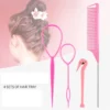 4pcs/set French Braid Tool Loop Elastic Hair Bands Remover Cutter Rat Tail Comb Metal Pin Tail Braiding Combs for Hair Styling - Image 6