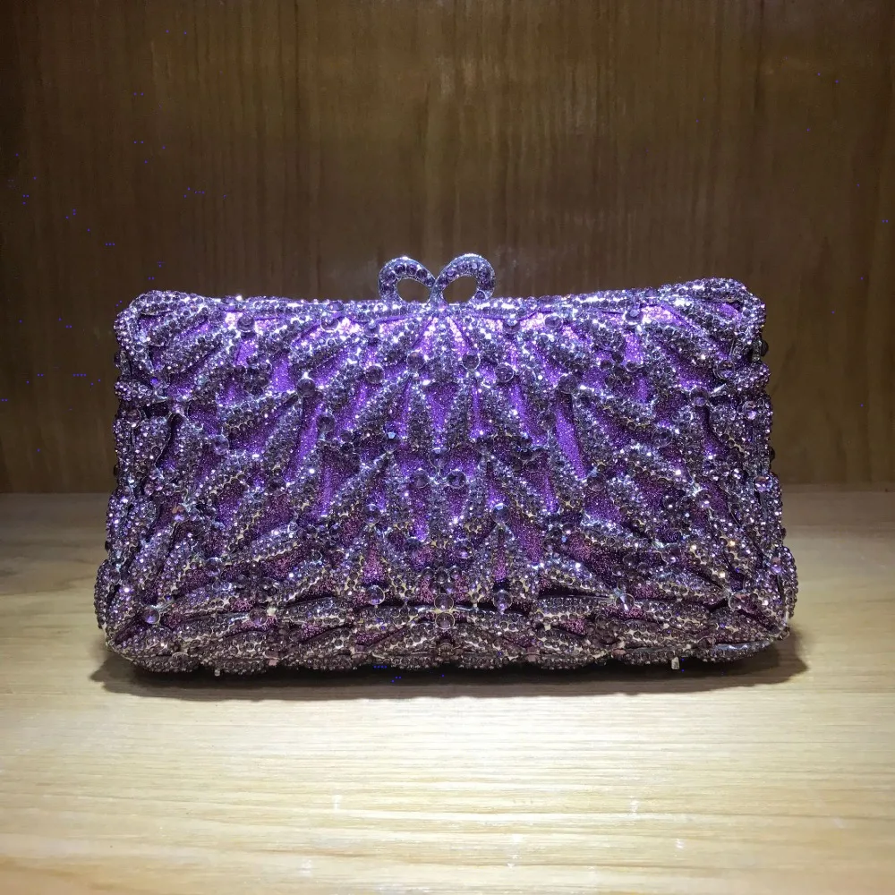 Luxury 12 Colors Purple/Red/Blue Crystal Clutch Metal Bag Luxury Rhinestone Crystal Evening Clutches Women Party Wedding Handbag