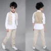 10 pcs wholesale Boys wedding suit Kids Tuxedos Page boy Outfits 3 pieces Autumn Clothing sets Boys blazer suit Corduroy Occasio - Image 3