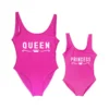 Mother and Daughter Children Queen&Princess Letter Print One Piece Swimsuit Mommy&Babe Swimwear Mom Kid Bathing Suits Bikini - Image 4