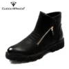 CuddlyIIPanda Luxury Designer Men Leather Ankle Boots Fashion Leather Chelsea Boots British Side Zipper Pointed Toe Male Shoes - Image 5